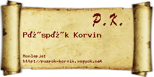 Püspök Korvin névjegykártya